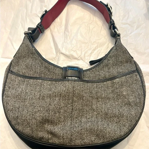 🔥 Vintage COACH Herringbone Wool Hamptons Hobo Bag – Style 1407 – EUC - Picture 9 of 9